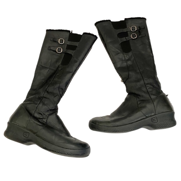 Keen Shoes Keen Bern Knee High Black Leather Faux Fur Lined Orla